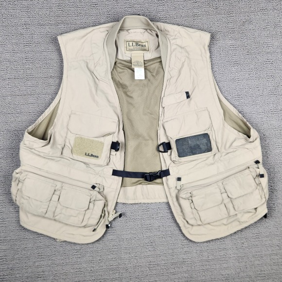 L.L. Bean Other - LL Bean Vest Mens M Beige Fly Fishing Ripstop Crop Short Angler Safari Hunting